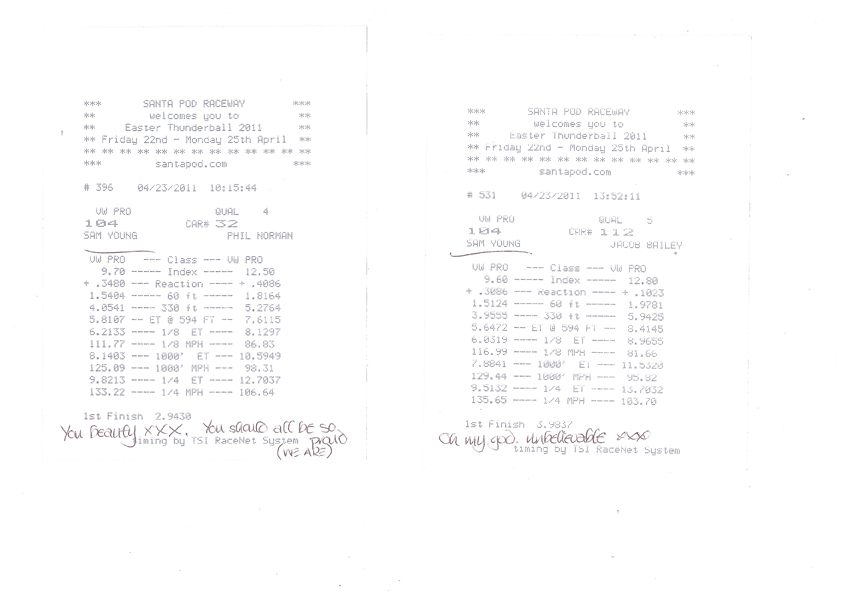 drag racing timeslip