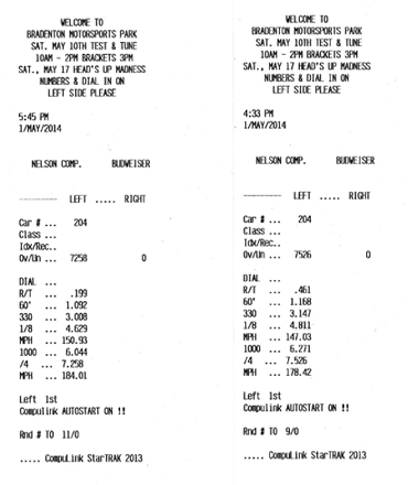 Don Garlit's SW37 timeslips